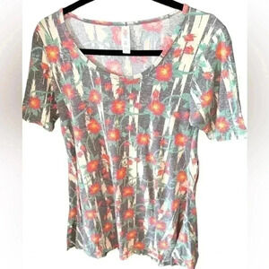 Lularoe XXS cream‎ & red abstract floral . NWT.